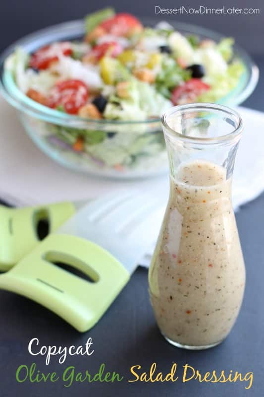 This Copycat Olive Garden Salad Dressing is as close as it gets to the real deal, without the high fructose corn syrup! 