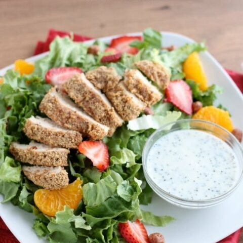 Almond Crusted Chicken Salad with Creamy Poppyseed Dressing