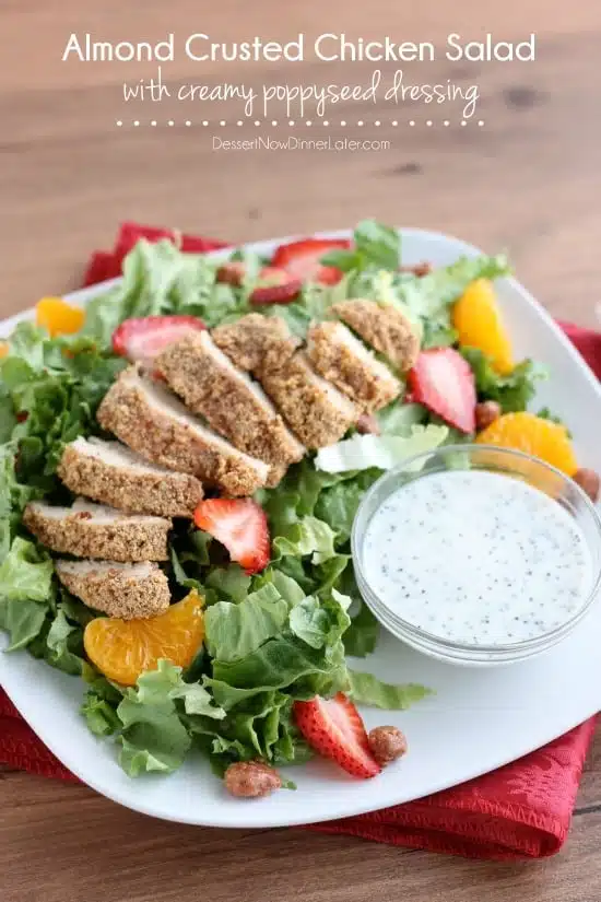 Almond Crusted Chicken Salad with Creamy Poppyseed Dressing