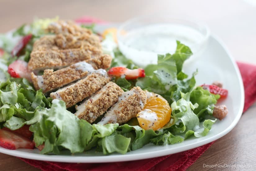 Almond Crusted Chicken Salad with Creamy Poppyseed Dressing