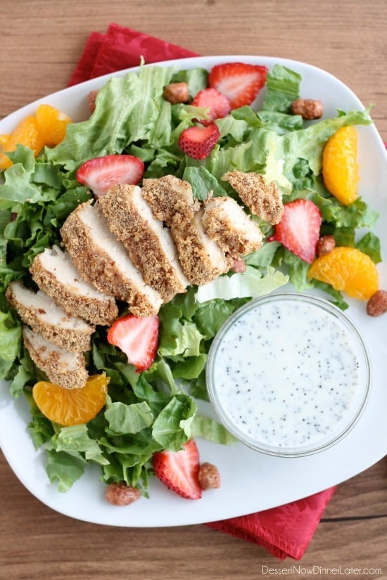 Almond Crusted Chicken Salad with Creamy Poppyseed Dressing