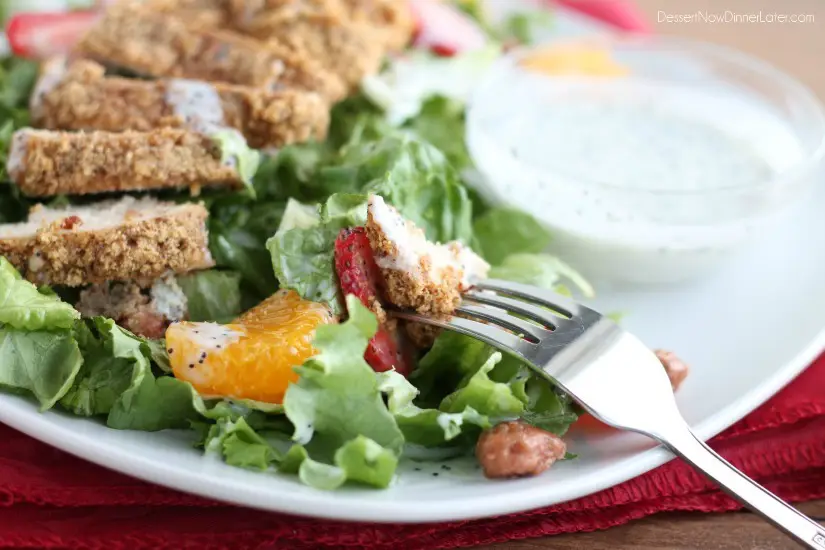 Almond Crusted Chicken Salad with Creamy Poppyseed Dressing