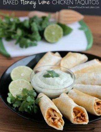 Baked Honey Lime Chicken Taquitos