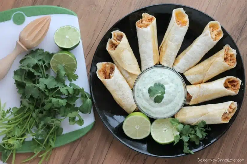 Baked Honey Lime Chicken Taquitos