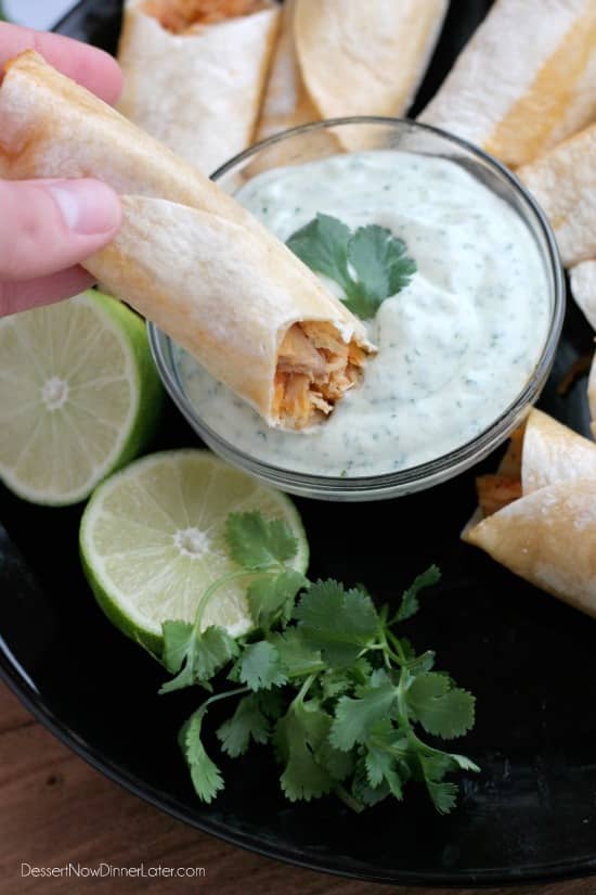 Baked Honey Lime Chicken Taquitos