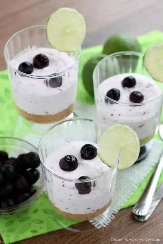 Blueberry Lime No-Bake Cheesecake Cups