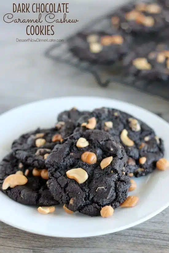 Dark Chocolate Caramel Cashew Cookies