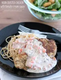 Herb Crusted Chicken with Tomato Cream Sauce
