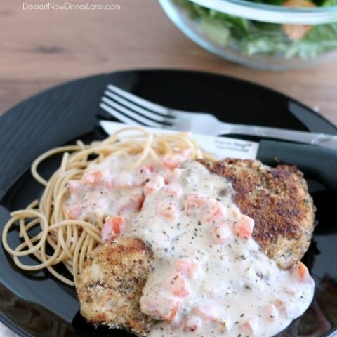 Herb Crusted Chicken with Tomato Cream Sauce