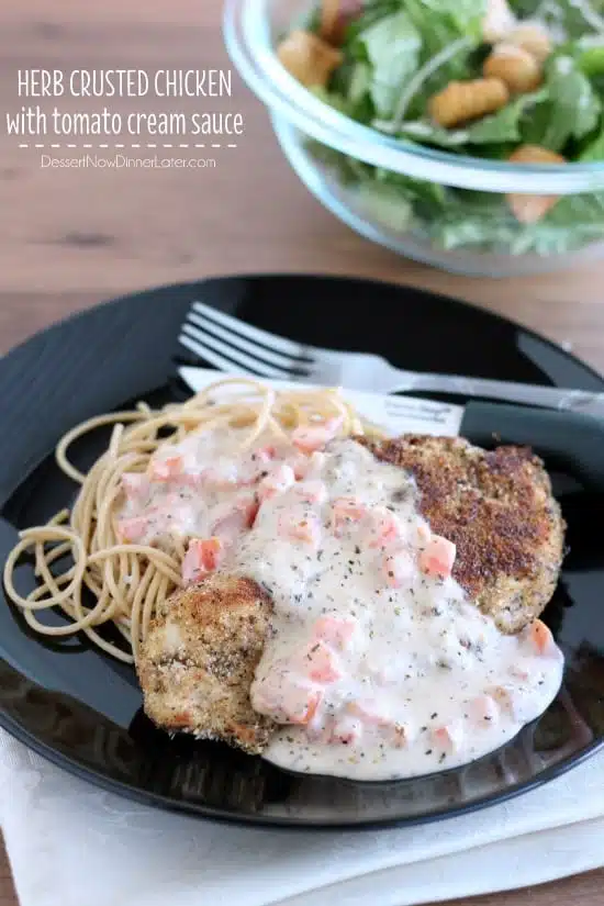 Herb Crusted Chicken with Tomato Cream Sauce