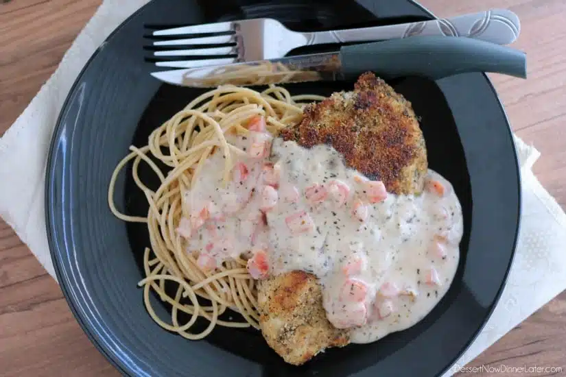 Herb Crusted Chicken with Tomato Cream Sauce