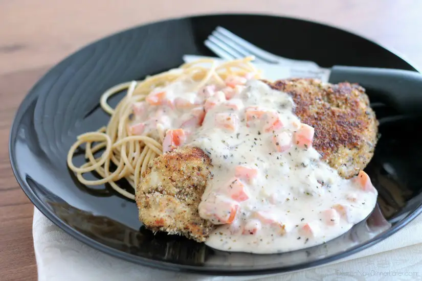 Herb Crusted Chicken with Tomato Cream Sauce
