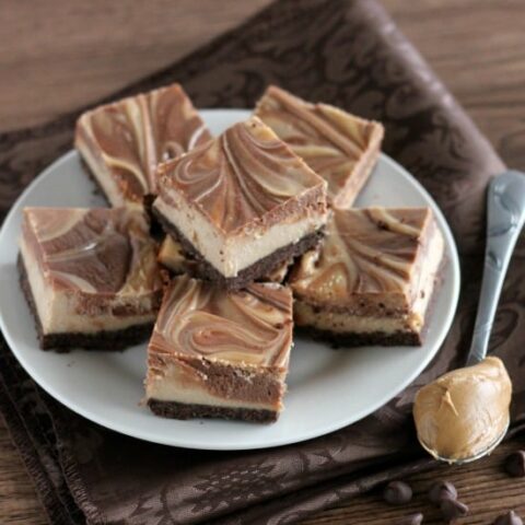 Peanut Butter Chocolate Swirl Cheesecake Bars