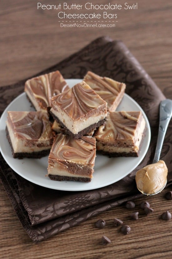 Peanut Butter Chocolate Swirl Cheesecake Bars