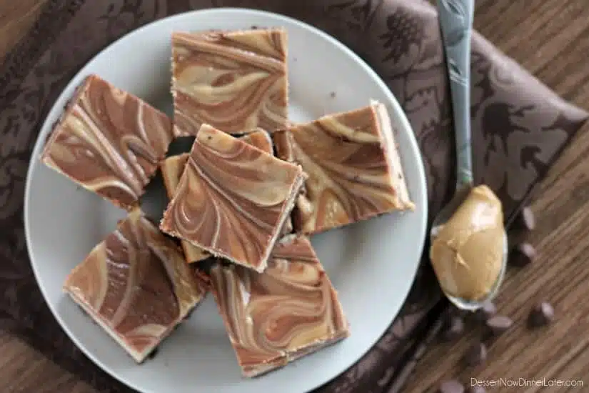 Peanut Butter Chocolate Swirl Cheesecake Bars