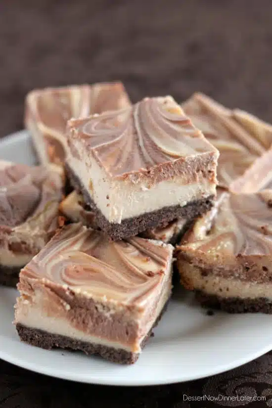 Peanut Butter Chocolate Swirl Cheesecake Bars