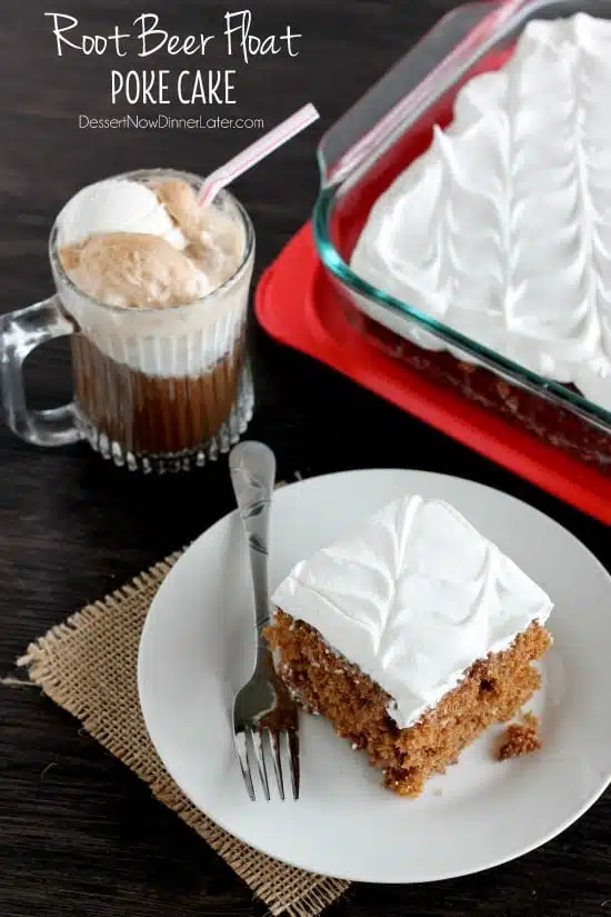 Root Beer Float Poke Cake