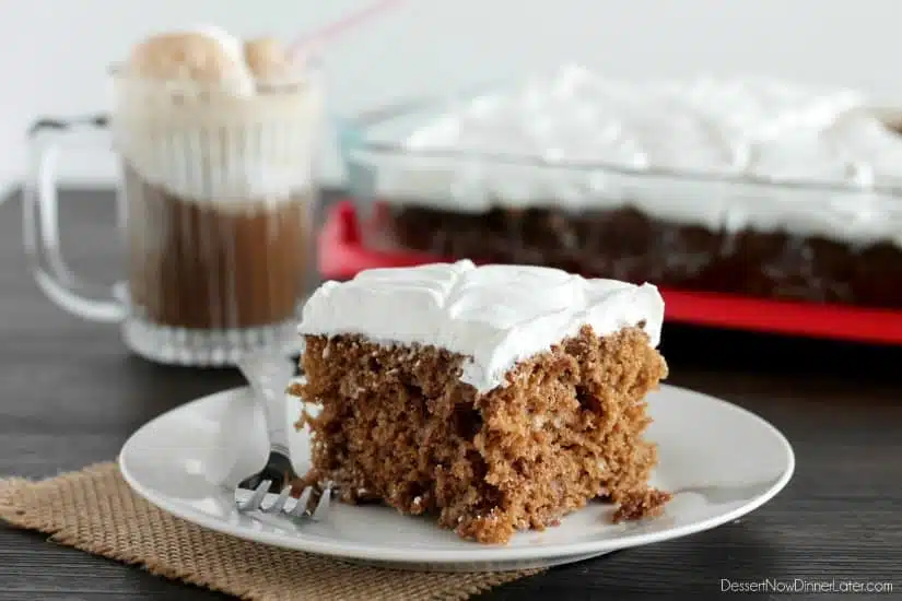 Root Beer Float Poke Cake