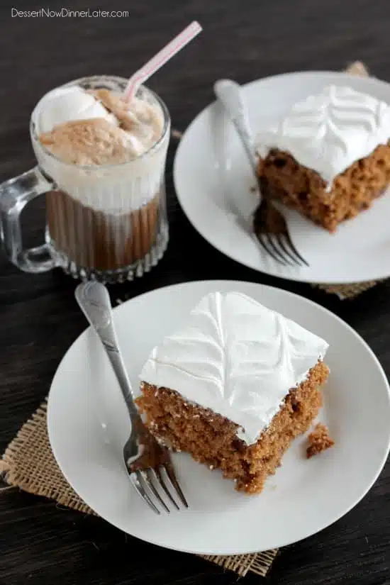 Root Beer Float Poke Cake