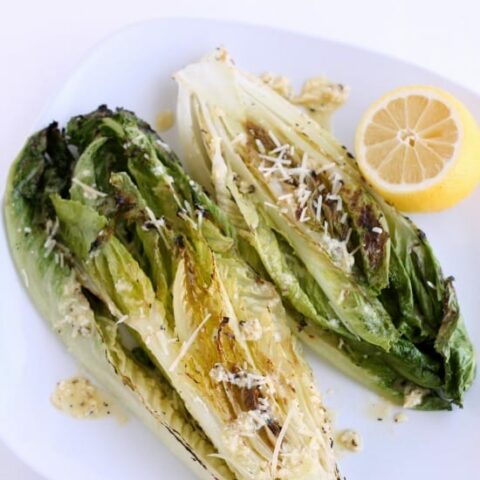 Grilled Romaine Hearts with Caesar Vinaigrette
