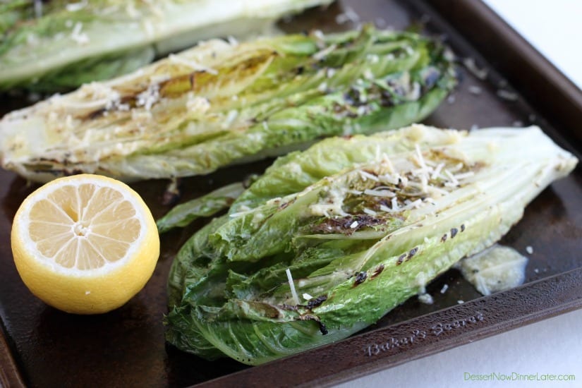 Grilled Romaine Hearts with Caesar Vinaigrette