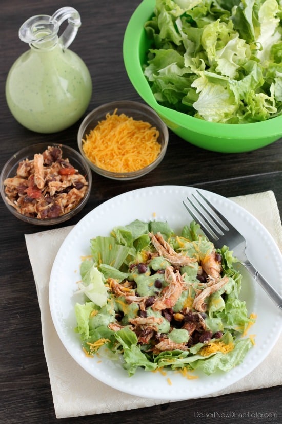 Crockpot Chicken and Black Bean Taco Salad