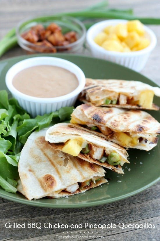 Grilled BBQ Chicken and Pineapple Quesadillas