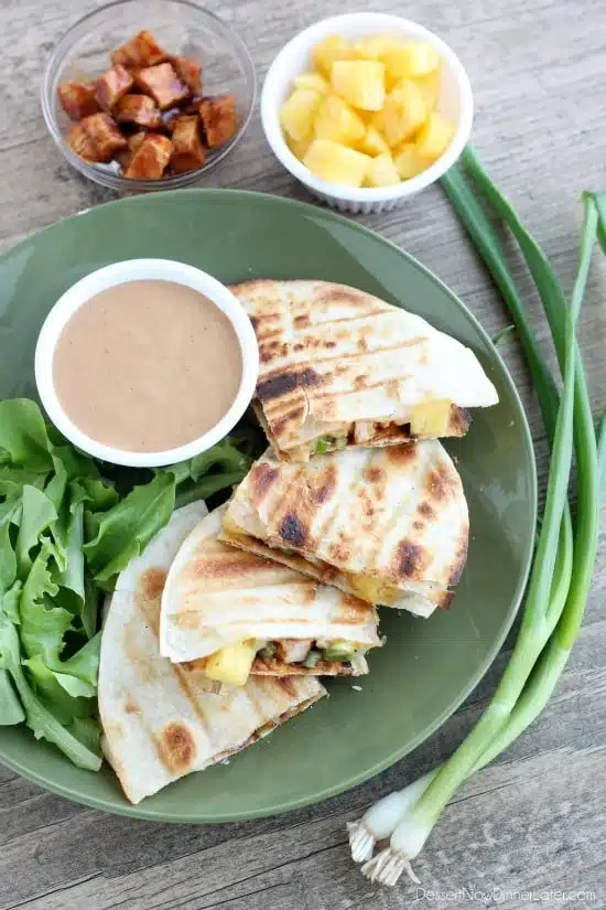 Grilled BBQ Chicken and Pineapple Quesadillas