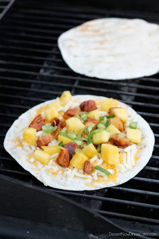 Grilled BBQ Chicken and Pineapple Quesadillas Dessert Now, Dinner Later!