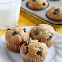 Banana Chocolate Chip Muffins from DessertNowDinnerLater.com