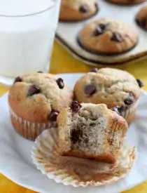 Banana Chocolate Chip Muffins from DessertNowDinnerLater.com