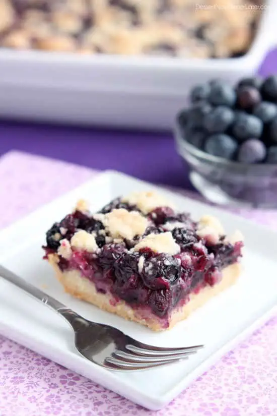  Blueberry Crumb Bars from DessertNowDinnerLater.com