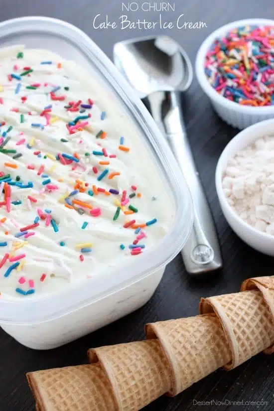  No Churn Cake Batter Ice Cream