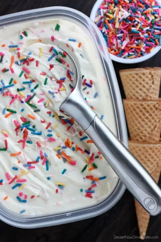 No Churn Cake Batter Ice Cream