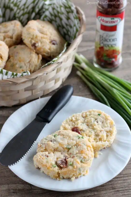  Bacon Cheddar Biscuits from DessertNowDinnerLater.com