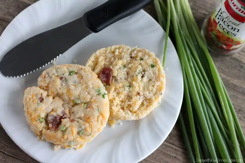  Bacon Cheddar Biscuits from DessertNowDinnerLater.com