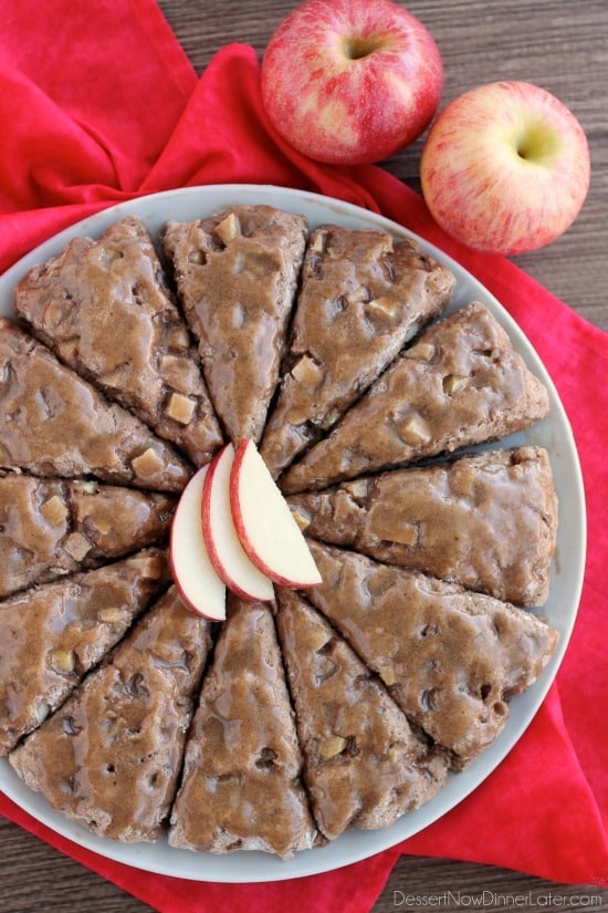  Brown Sugar Glazed Apple Scones from DessertNowDinnerLater.com