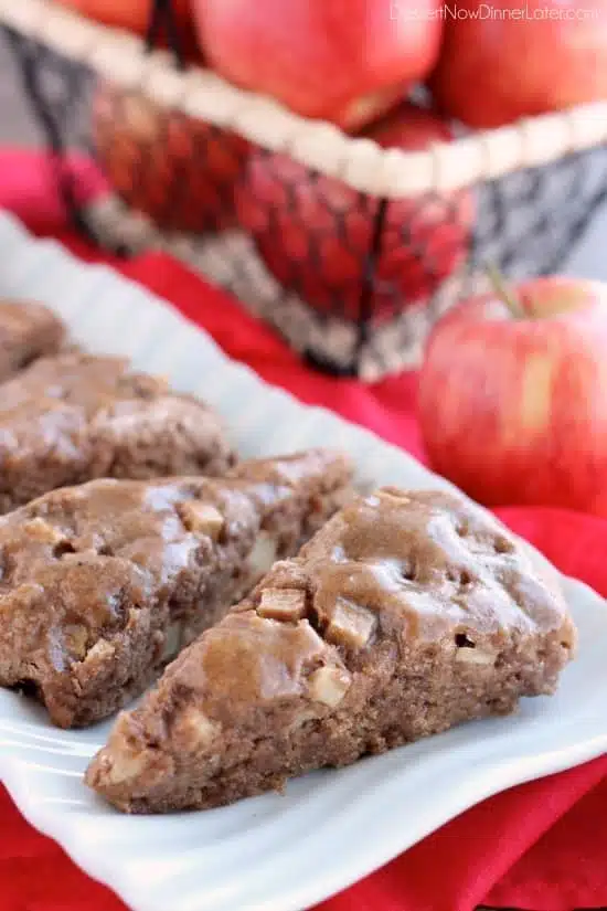  Brown Sugar Glazed Apple Scones from DessertNowDinnerLater.com