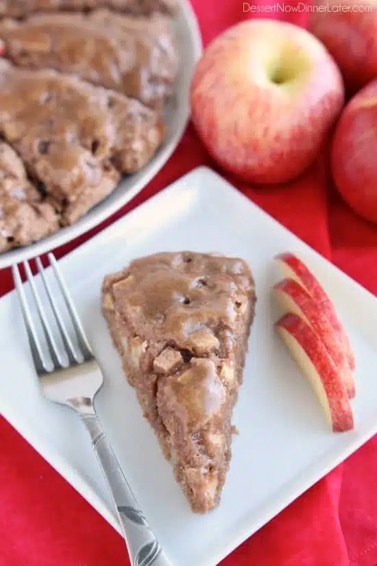  Brown Sugar Glazed Apple Scones from DessertNowDinnerLater.com