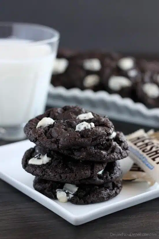  Dark Chocolate Cookies & Cream Cookies from DessertNowDinnerLater.com