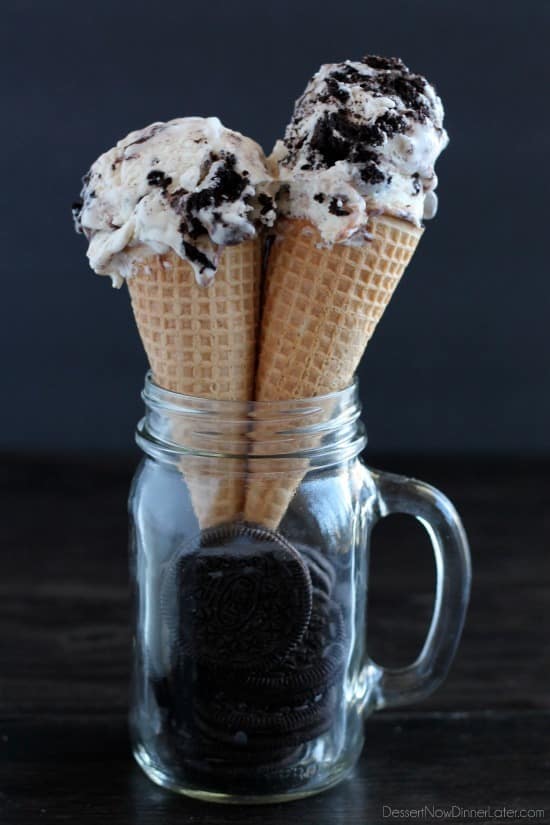 NO CHURN Oreo Fudge Ice Cream from DessertNowDinnerLater.com