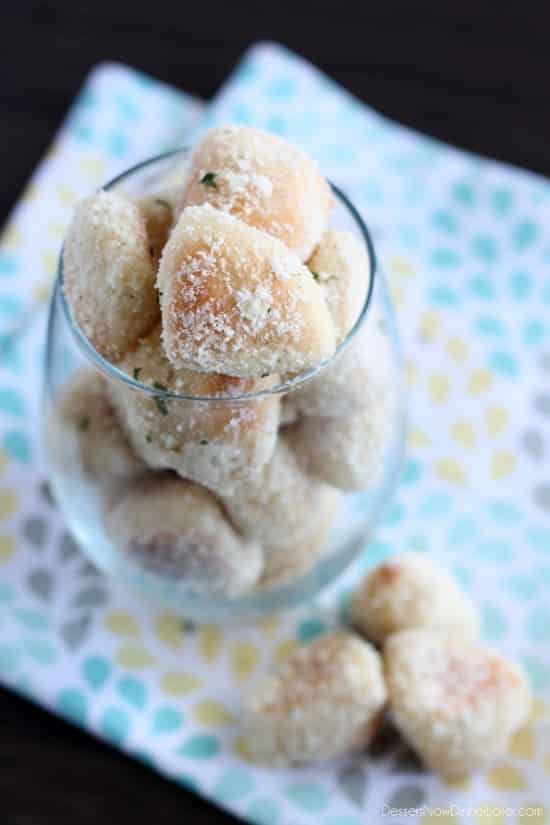 Garlic Parmesan Pretzel Bites from DessertNowDinnerLater.com