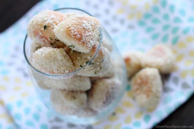 Garlic Parmesan Pretzel Bites from DessertNowDinnerLater.com