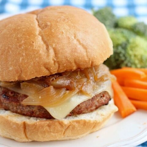 Swiss and Onion Turkey Burgers