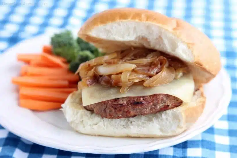 Swiss and Onion Turkey Burgers