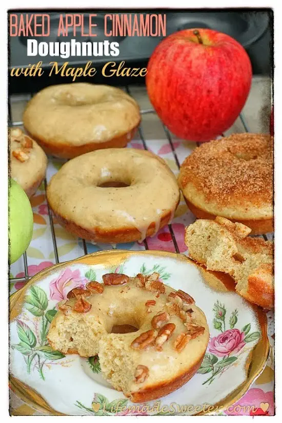  Baked Apple Cinnamon Doughnuts with Maple Glaze
