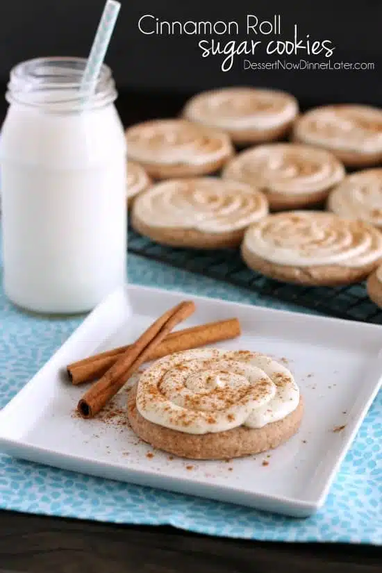 Cinnamon Roll Sugar Cookies from DessertNowDinnerLater.com