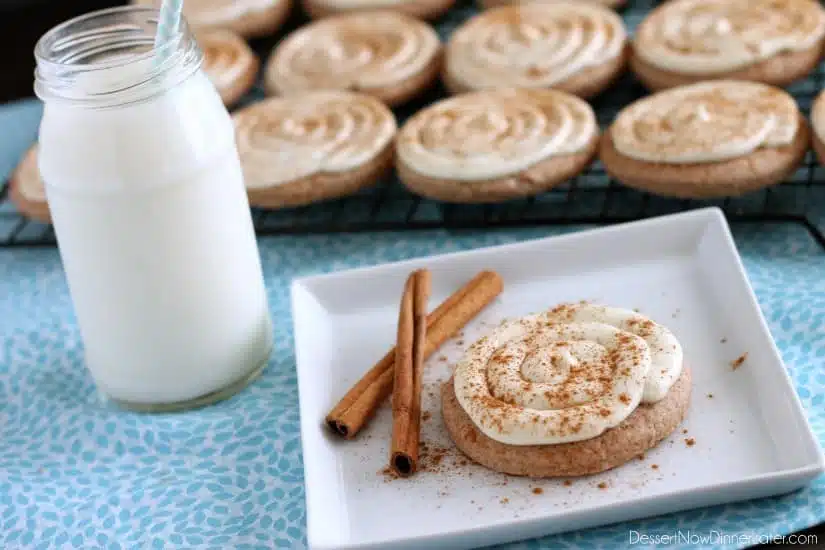 Cinnamon Roll Sugar Cookies from DessertNowDinnerLater.com