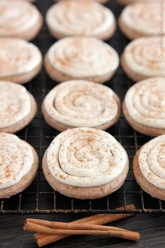 Cinnamon Roll Sugar Cookies from DessertNowDinnerLater.com