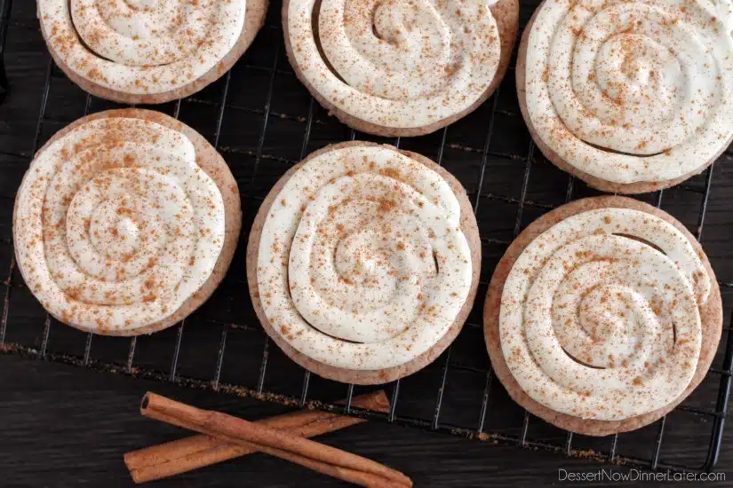 Cinnamon Roll Sugar Cookies from DessertNowDinnerLater.com